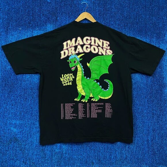 Imagine Dragons 2024 Loom World Tour Dates Rock Band Tee XL